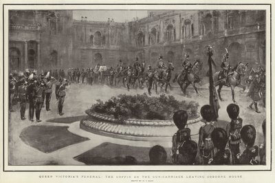 Funérailles de la reine Victoria, le cercueil sur le chariot à canon quittant Osborne House - William T. Maud
